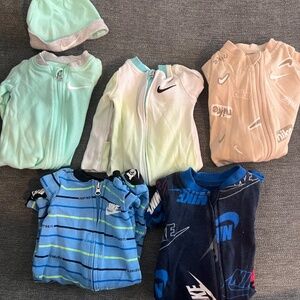 Bundle of 5 Nike Footed Pajama Sleepers - Newborn Baby Boy